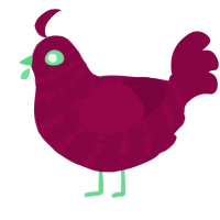 A maroon chicken with a bar pattern