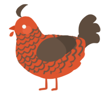 A vermilion and bark chicken with a lace pattern