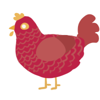 A crimson and red chicken with a lace pattern
