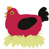 A crimson and black chicken