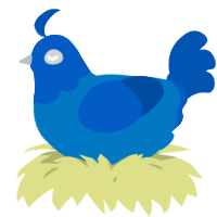A sapphire and ultramarine chicken with a head pattern