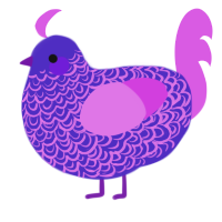 A indigo and orchid chicken with a double-lace pattern