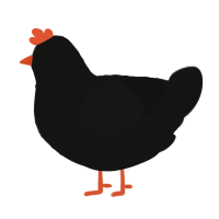 A black chicken with a lace pattern