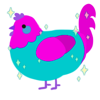 A cerulean and amethyst chicken with a head pattern