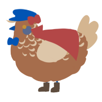 A brown and beige chicken with a half-lace pattern
