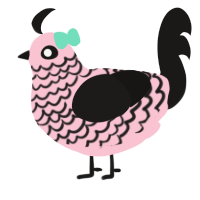 A rose and sable chicken with a lace pattern