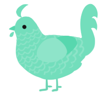 A mint chicken with a lace pattern