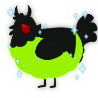 A chartreuse and black chicken with a head pattern