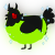 A chartreuse and black chicken with a head pattern