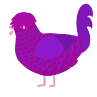 A plum and violet chicken with a lace pattern