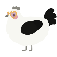 A white and black chicken