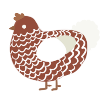 A russet and white chicken with a lace pattern