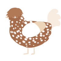 A brown and cream chicken with a speckle pattern