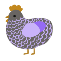 A grey and lilac chicken with a lace pattern