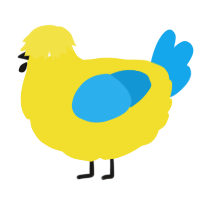 A yellow and sky chicken