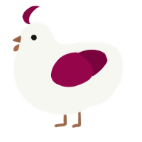 A white and maroon chicken