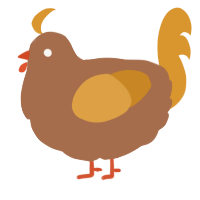 A brown and orange chicken