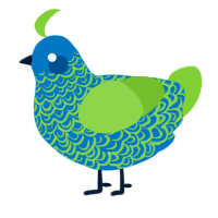 A sapphire and grass chicken with a double-lace pattern