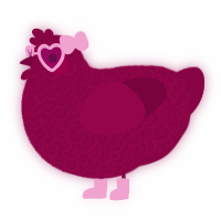 A maroon chicken with a double-lace pattern