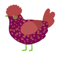 A wine and red chicken with a speckle pattern