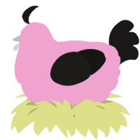 A pink and sable chicken