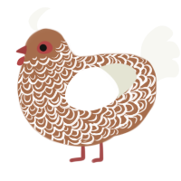 A brown and white chicken with a double-lace pattern