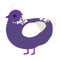 Sugarplum, a overcast and white chicken with a neck-speckle pattern