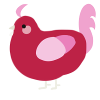 A crimson and pink chicken
