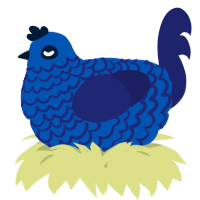 A ultramarine and navy chicken with a lace pattern