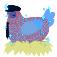 A sky and ultramarine chicken with a double-lace pattern