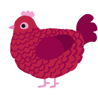 A crimson and maroon chicken with a lace pattern