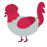 A silver and crimson chicken with a head pattern