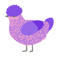 A pink and blurple chicken with a double-lace pattern