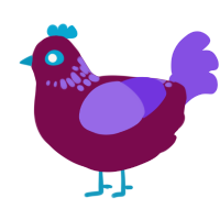 Danger Zone, a wine and blurple chicken with a neck-speckle pattern