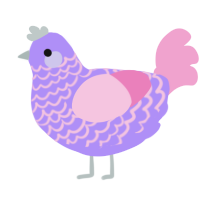 A lilac and pink chicken with a lace pattern