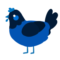 A ultramarine and tumblr chicken with a head pattern