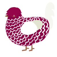 Xmas Steps, a maroon and white chicken with a lace pattern