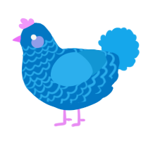A sapphire and sky chicken with a lace pattern