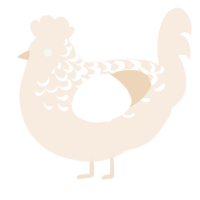 A cream chicken with a half-lace pattern