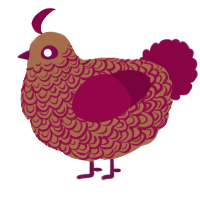 A brown and maroon chicken with a double-lace pattern