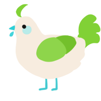 A cream and grass chicken