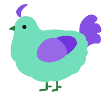 A mint and blurple chicken
