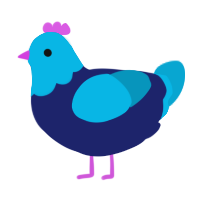 A navy and cerulean chicken with a head pattern