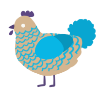 A beige and cerulean chicken with a lace pattern