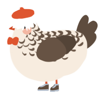 A cream and bark chicken with a half-lace pattern