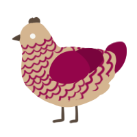 A beige and maroon chicken with a lace pattern