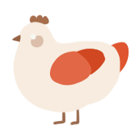 A cream and vermilion chicken