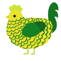 A yellow and leaf chicken with a lace pattern