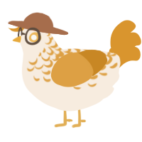 A cream and orange chicken with a half-lace pattern