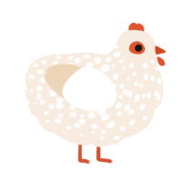 A cream chicken with a speckle pattern